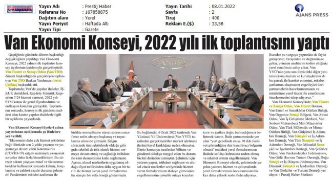 VAN EKONOMİ KONSEYİ 2022 NİN İLK TOPLANTISINI YAPTI