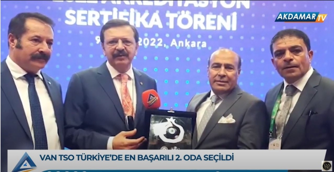 Van TSO'ya 'Türkiye İkinciliği Ödülü' verildi