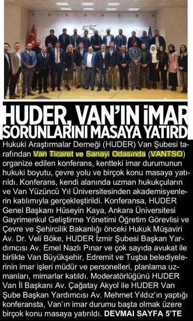 İTALJ HUKUKİ ARAŞTIRMALAR DERNEĞİ(HUDER)VAN'IN İMAR SORUNLARINI MASAYA YATIRDI