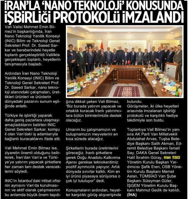 İRAN'LA 'NANO TEKNOLOJİ'KONUSUNDA İŞBİRLİĞİ PROTOKOLÜ İMZALANDI