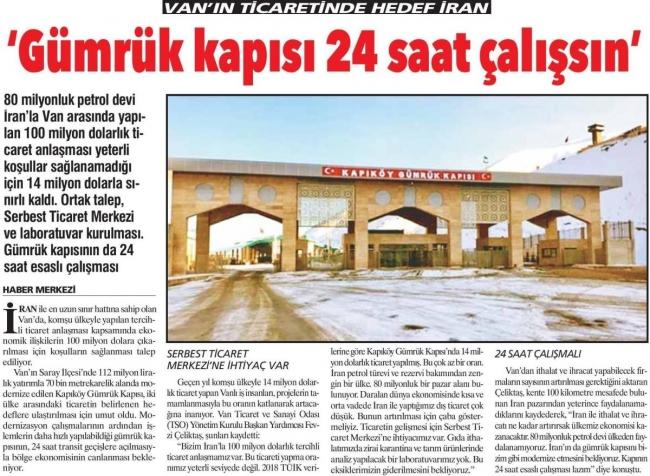 GÜMRÜK KAPISI 24 SAAT ÇALIŞSIN