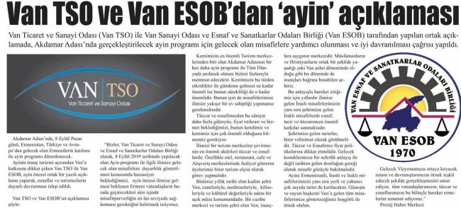 VAN TSO'DAN AYİN ÖNCESİ ESNAFA UYARI