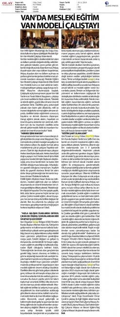 VAN'DA MESLEKİ EĞİTİM VAN MODELİ ÇALIŞTAYI