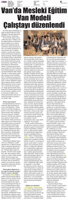 VAN'DA MESLEKİ EĞİTİM VAN MODELİ ÇALIŞTAYI DÜZENLENDİ