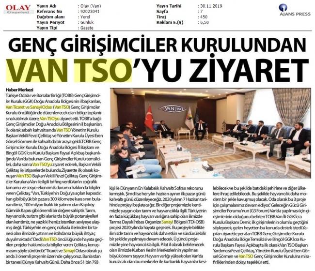 GENÇ GİRİŞİMCİLER KURULUNDAN VAN TSO'YA ZİYARET
