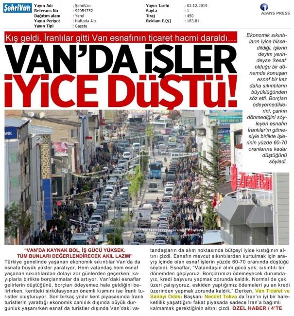 'VAN'DA İŞLER İYİCE DÜŞTÜ'