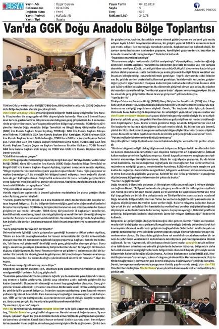 VAN'DA GGK DOĞU ANADOLU BÖLGE TOPLANTISI