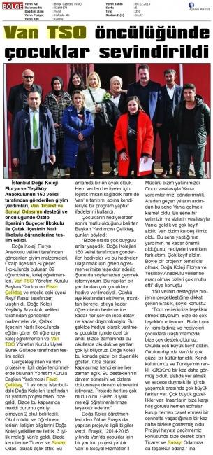VAN TSO ÖNCÜLÜĞÜNDE ÇOCUKLAR SEVİNDİRİLDİ