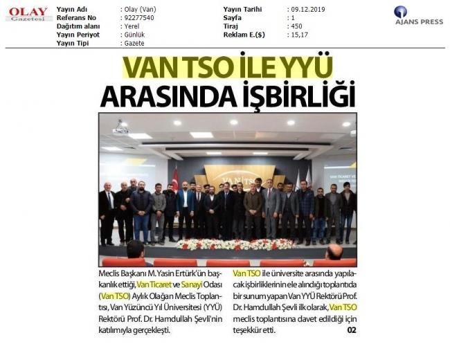 VANTSO İLE YYÜ ARASINDA İŞBİRLİĞİ