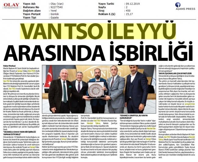 VANTSO İLE YYÜ ARASINDA İŞBİRLİĞİ