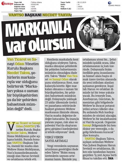 VANTSO BAŞKANI NECDET TAKVA: MARKANLA VAR OLURSUN