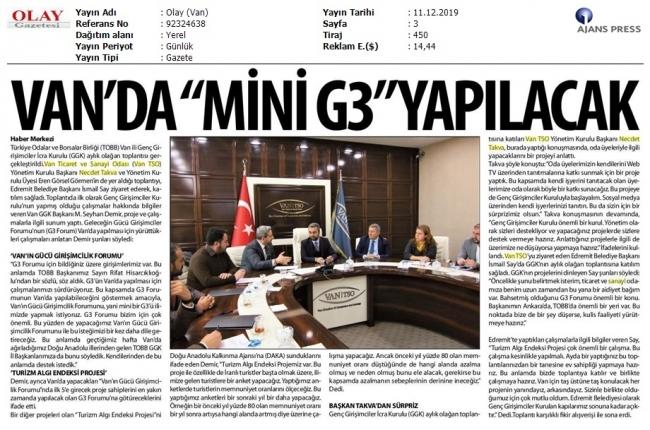 VAN'DA 'MİNİ G3' YAPILACAK