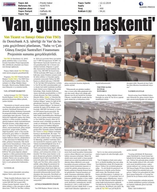 'VAN, GÜNEŞİN BAŞKENTİ'