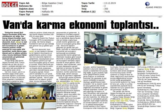 VAN'DA KARMA EKONOMİ TOPLANTISI