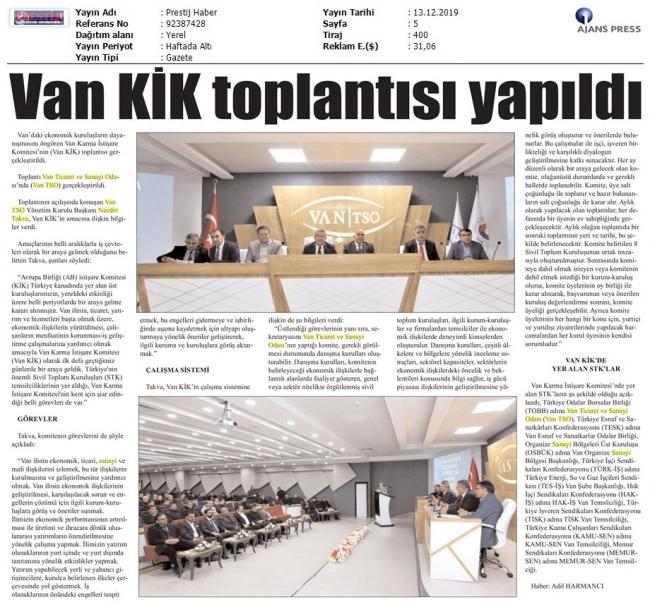 VAN KİK TOPLANTISI YAPILDI