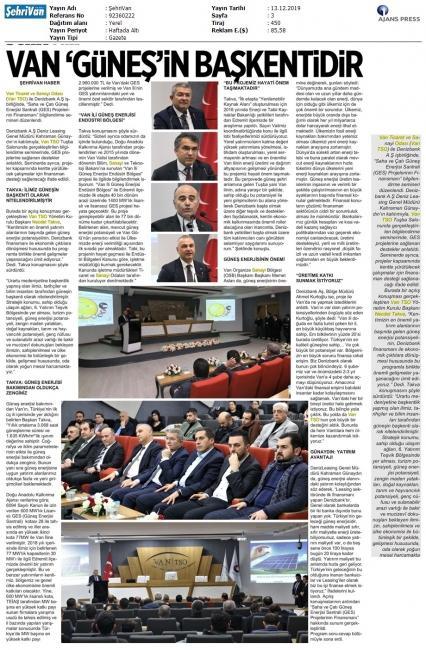 VAN 'GÜNEŞ'İN BAŞKENTİDİR