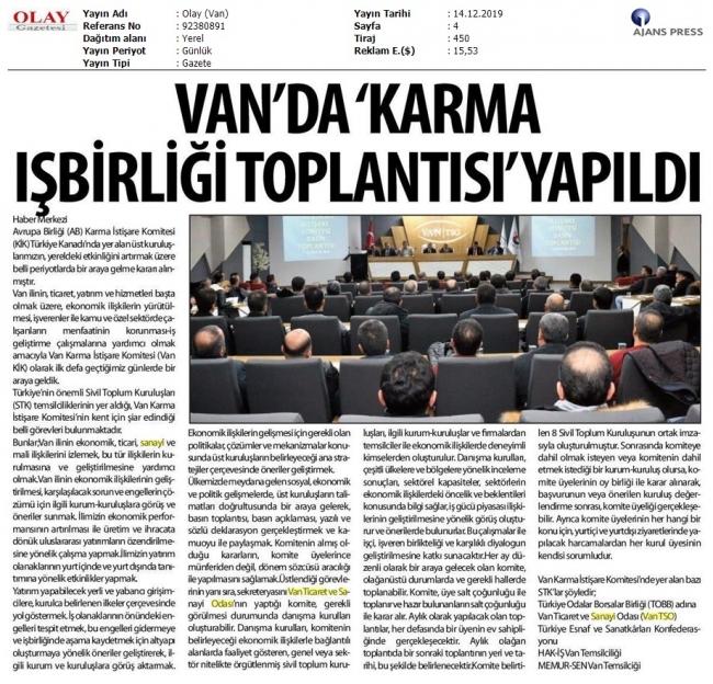 VAN'DA'KARMA İŞBİRLİĞİ TOPLANTISI' YAPILDI