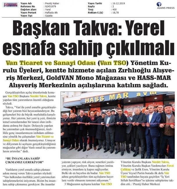 BAŞKAN TAKVA: YEREL ESNAFA SAHİP ÇIKILMALI