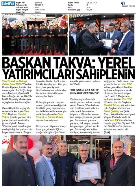 BAŞKAN TAKVA: YEREL YATIRIMCILARI SAHİPLENİN