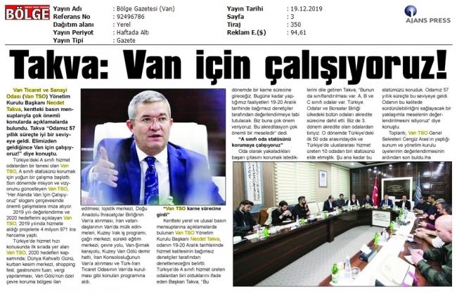 TAKVA: VAN İÇİN ÇALIŞIYORUZ