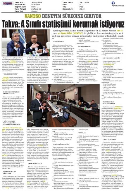TAKVA: A SINIFI STATÜSÜNÜ KORUMAK İSTİYORUZ