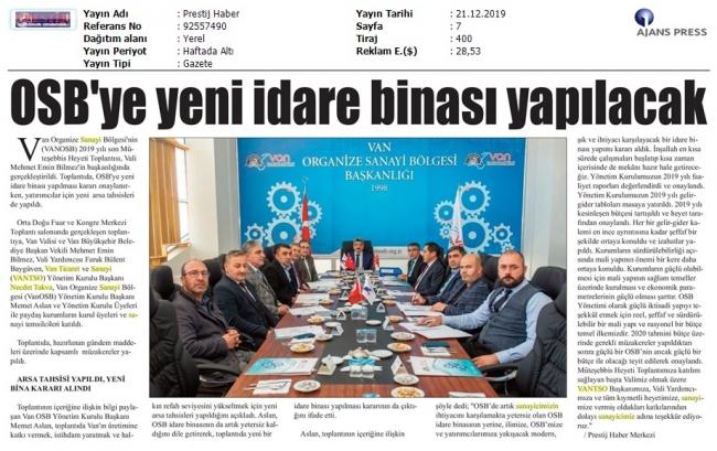 OSB'YE YENİ İDARE BİNASI YAPILACAK