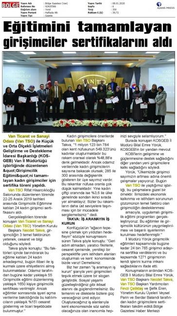 EĞİTİMİNİ TAMAMLAYAN GİRİŞİMCİLER SERTİFİKALARINI ALDI