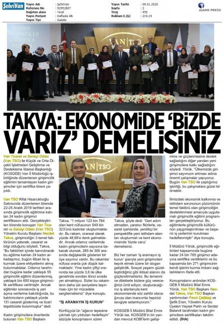 TAKVA: EKONOMİDE 'BİZDE VARIZ' DEMELİSİNİZ