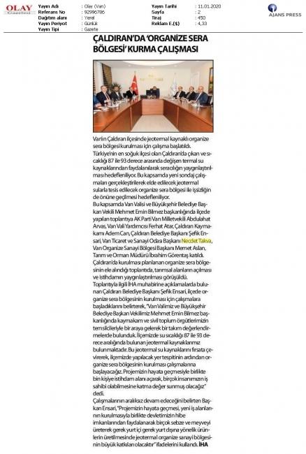 ÇALDIRAN'DA 'ORGANİZE SERA BÖLGESİ' KURMA ÇALIŞMASI