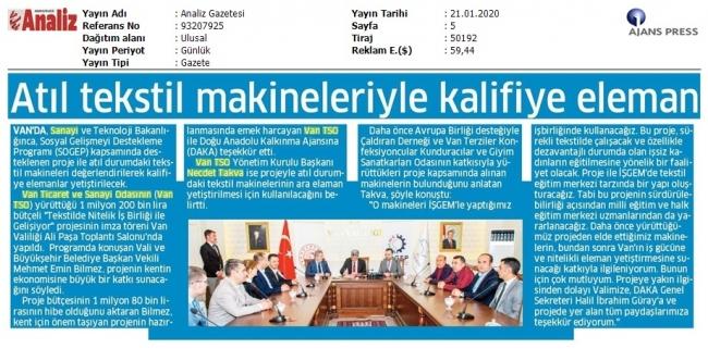 ATIL TEKSTİL MAKİNELERİYLE KALİFİYE ELEMAN