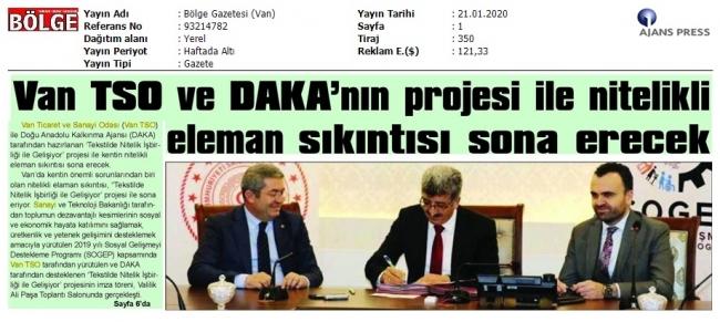 VAN TSO VE DAKA'NIN PROJESİ İLE NİTELİKLİ ELEMAN SIKINTISI SONA ERECEK