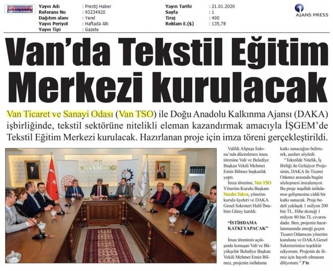 VAN'DA TEKSTİL EĞİTİM MERKEZİ KURULACAK