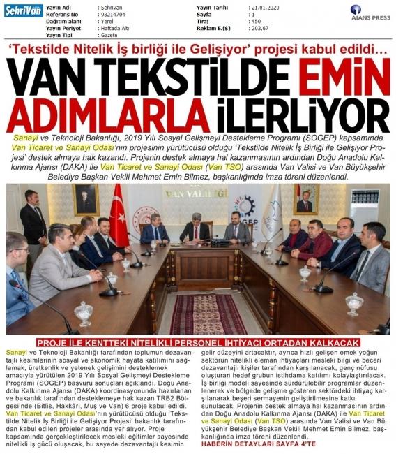 VAN TEKSTİLDE EMİN ADIMLARLA İLERLİYOR