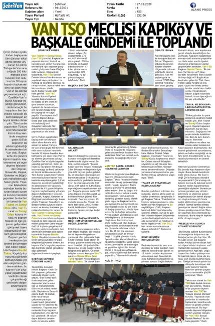 VAN TSO MECLİSİ KAPIKÖY VE BAŞKALE GÜNDEMİ İLE TOPLANDI