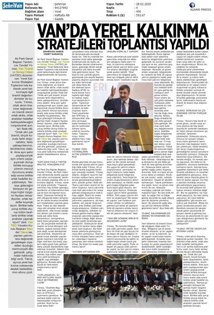 VAN'DA YEREL KALKINMA STRATEJİLERİ TOPLANTISI YAPILDI