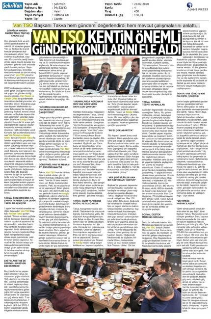 VAN TSO KENTİN ÖNEMLİ GÜNDEM KONULARINI ELE ALDI