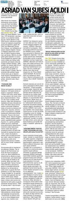 ASRIN İŞ ADAMLARI DERNEĞİ (ASRİAD) VAN ŞUBESİNİN AÇILIŞI