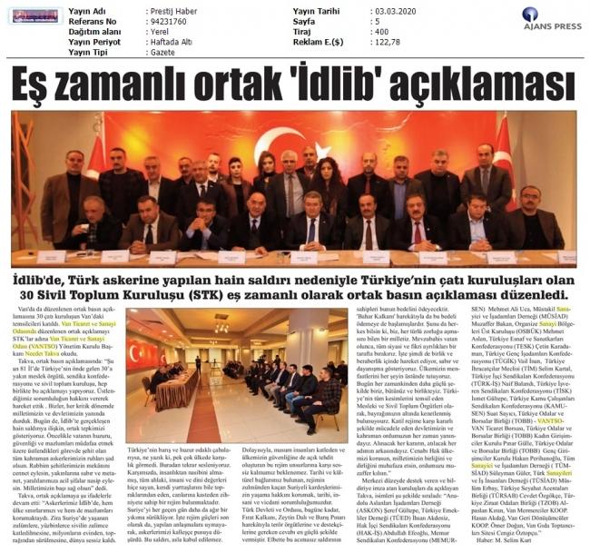 EŞ ZAMANLI ORTAK İDLİB AÇIKLAMASI