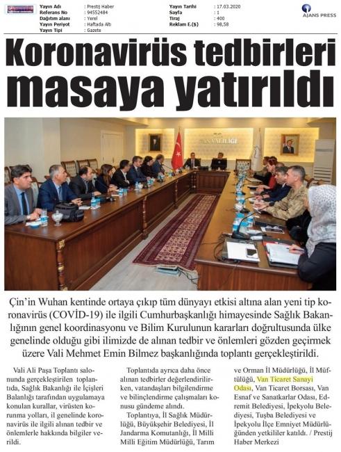 KORONAVİRÜS TEDBİRLERİ MASAYA YATIRILDI
