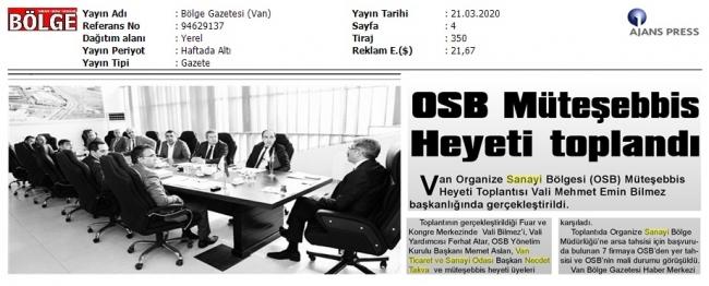 OSB MÜTEŞEBBİS HEYETİ TOPLANDI