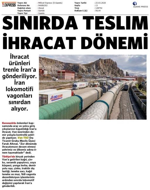 SINIRDA TESLİM İHRACAT DÖNEMİ