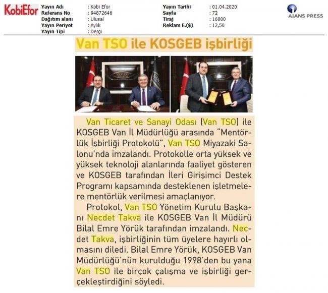 VAN TSO İLE KOSGEB İŞBİRLİĞİ