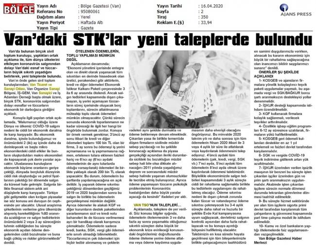 VAN'DAKİ STK'LAR YENİ TALEPLERDE BULUNDU