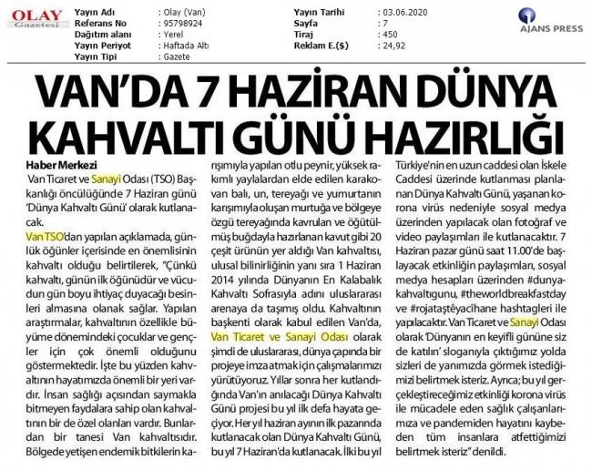 VAN'DA 7 HAZİRAN DÜNYA KAHVALTI GÜNÜ HAZIRLIĞI