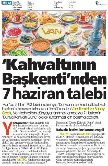 KAHVALTININ BAŞKENTİ'NDEN 7 HAZİRAN TALEBİ