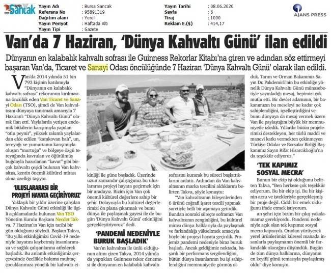 VAN'DA 7 HAZİRAN DÜNYA KAHVALTI GÜNÜ İLAN EDİLDİ