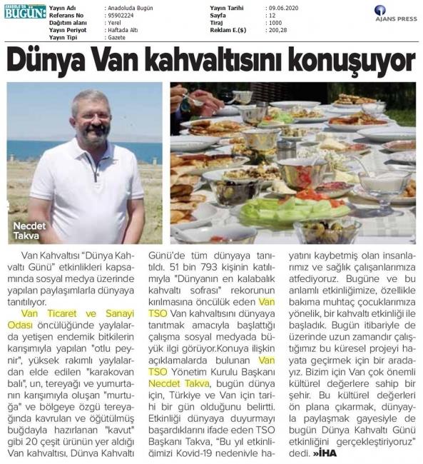 DÜNYA VAN KAHVALTISINI KONUŞUYOR