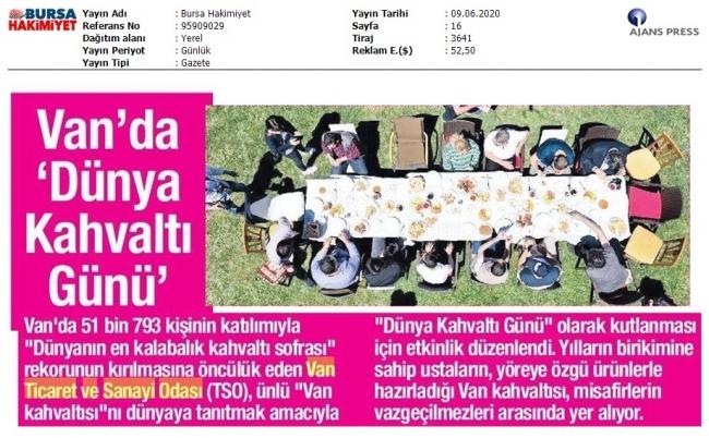 VAN'DA GÜNÜ DÜNYA KAHVALTI