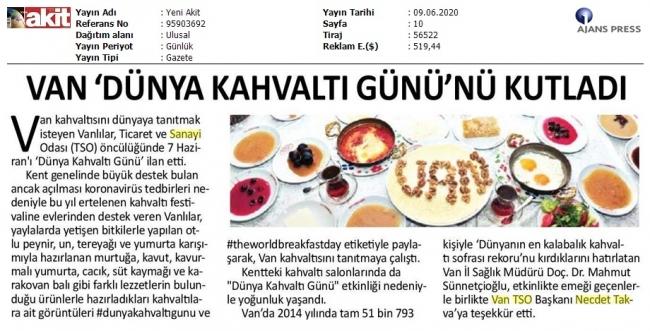 VAN DÜNYA KAHVALTI GÜNÜNÜ KUTLADI