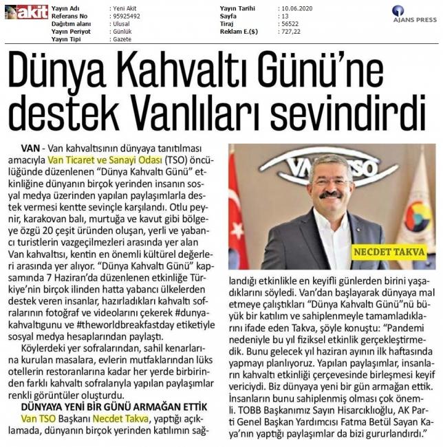 DÜNYA KAHVALTI GÜNÜNE DESTEK VANLILARI SEVİNDİRDİ